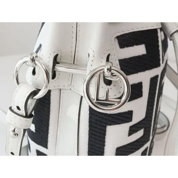 Montrezzo Ff Embroidered Canvas Mini Bag White - Picture 4 of 5